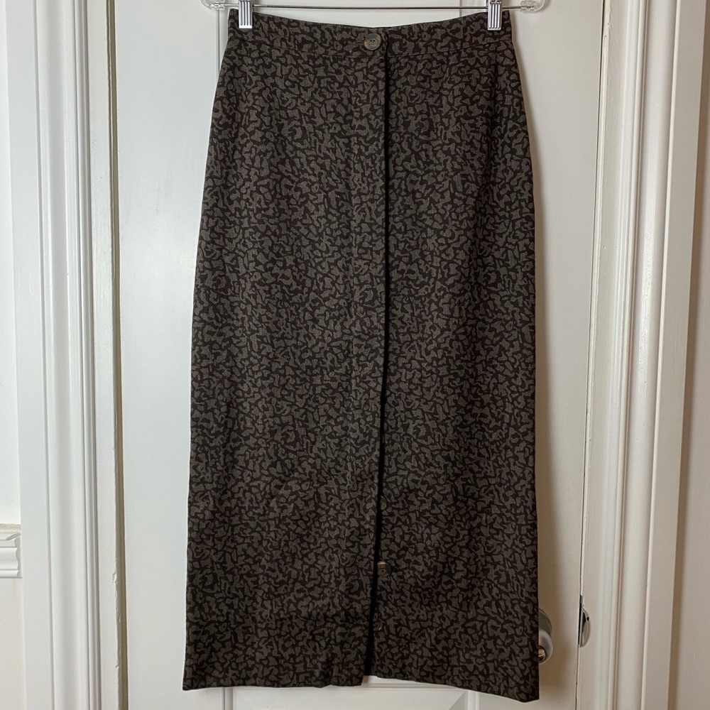 Vintage Krizia Leopard Print Wool Skirt S